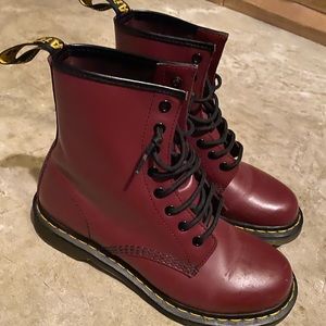 Red leather Doc Martens worn 2x